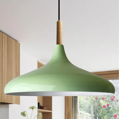 Produktbild von Bamyum Pendelleuchte I Champion I Minzgrün Metall Holz E27 Ø35 cm Lampe