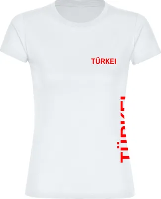 Produktbild von multifanshop Damen T-Shirt - Türkei - Brust & Seite, weiß, Größe XXL