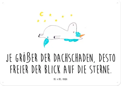 Produktbild von Mr. & Mrs. Panda tafel Einhorn Sternenhimmel DIN A4 - Weiß - Geschenk, Einhörner, Unicorn, Schild, Verrückt, Türschild, Sterne, Wandbild, Magnetschild, Blechschild