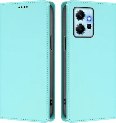 Obrázek produktu pro Kožené pouzdro pro Xiaomi Redmi Note 12 4G, magnetické flipové pouzdro zPolyuretankůže se stojánkem Mátově zelená