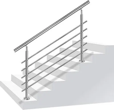 Produktbild von YARDIN Zábradlí z nerezové oceli venkovní zábradlí na schody zábradlí balkon s/bez příček (150 cm, 5 příček)