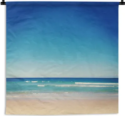 Produktbild von MuchoWow® Wandteppich Wandbehang Strand - Meer - Blau 150x150 cm Tapisserie Dekoration Wandtuch - Wohnaccessoires - Modernes