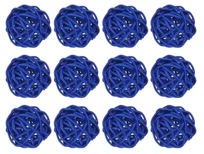 Image de Boules décoratives en rotin, bleu foncé, 3 cm de diamètre, lot de 20