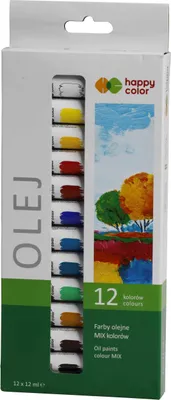 Image de Peinture à l'huile 12 couleurs 12ml Happy Color