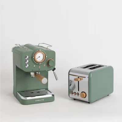 Produktbild von Pack TOAST RETRO Toaster + THERA RETRO Espresso-Maschine mit mattem Finish