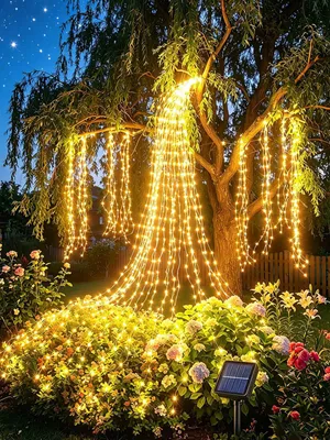 Solar-Lichterkette 2 m, 200 LED, warmweiß, 8 Modi, IP65