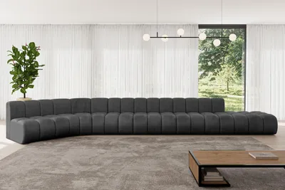 Produktbild von ALTDECOR Modulares Sofa Ecksofa in L-Form - Brilo-L3 - 562x174x70 cm Schwarz - Corner modular Sofa Eckcouch Couch Wohnlandschaft Cauchsofa Bodensofa Polstersofa