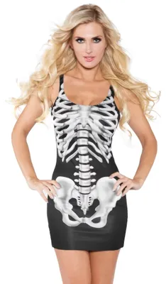 Produktbild von Knochen Kleid - Halloween Skelett Horror Kostüm Größe: S
