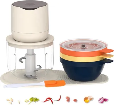 Produktbild von 3-in-1 Elektrische Küchenmaschine & Mini-Hacker & Blender 600ml + 3x240ml