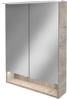 Produktbild von FACKELMANN LED Spiegelschrank B.STYLE / Badschrank mit gedämpften Scharnieren / Maße (B x H x T): ca. 60 x 81,2 x 15,3 cm / hochwertiger Schrank mit Spiegel und Beleuchtung / Korpus: Grau