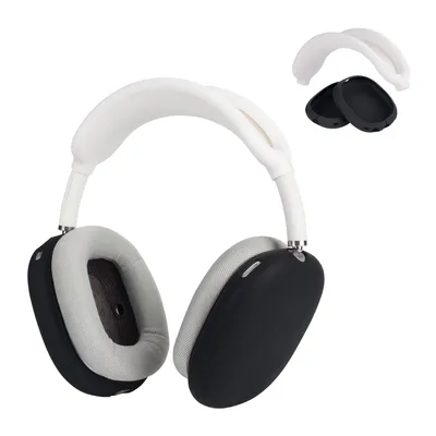 Produktbild von kwmobile Kopfband Abdeckung Ohrpolster Set kompatibel mit Apple Airpods Max - Headband Case - Kopfhörer Ersatz Polster - Schutz in Weiß Schwarz