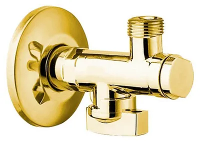 Zdjęcie produktu dla Zawór kątowy z nakrętką, 1/2" x 3/8", złoty