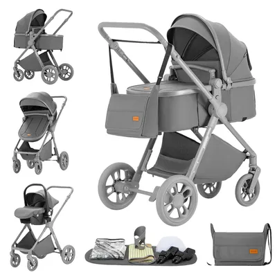 Productafbeelding van Babywagen, lichtgewicht frame, verhoogd ontwerp voor betere zichtbaarheid, kleur: grijs (H2)