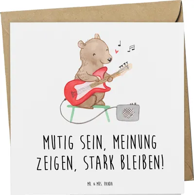 Produktbild von Mr. & Mrs. Panda Grußkarte Mutig zu seinen Meinungen stehen - Weiß - Geschenk, anlasskarte, Glückwunschkarte, Meinung zeigen, Motivation, faltkarte, äußern, doppelkarte