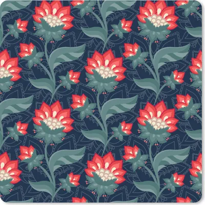 Produktbild von MuchoWow® Mauspad Mousepad Design - Blumen - Rot 20x20 cm - Mousepads - Maus Mat - Pad - Mausunterlage - Desk Mat - Bureauartikeln