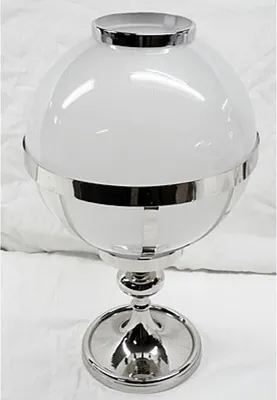 Produktbild von Casa Padrino Laterne Messing vernickelt / Glas Vintage Kugel Design H41 cm-  Kerzenleuchter