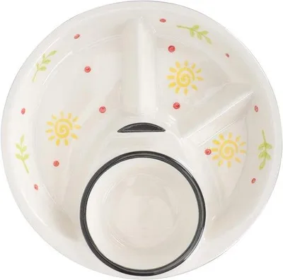 Image de Table en céramique pour enfants - 4 assiettes rondes - Plateau repas pour le petit-déjeuner et les collations - Assiettes pour enfants pour 4 personnes - Céramique pour enfants - Plateau à gâteaux pour enfants