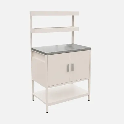 Produktbild von sweeek - Outdoor-Küche aus Stahl mit 2 hängenden Regalböden und 2 Türen L 80 cm - Beige
