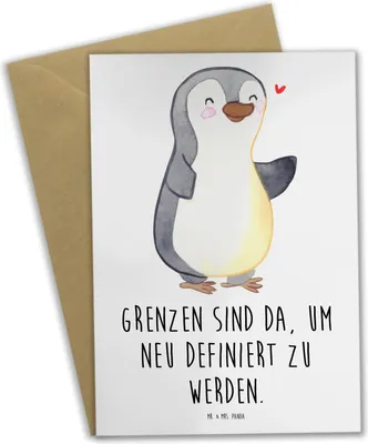 Produktbild von Mr. & Mrs. Panda jubiläumskarte Pinguin Amputation - Weiß - Geschenk, dankeskarten, Armamputation, einladungskarten, osterkarte, weihnachtskarten, babykarte