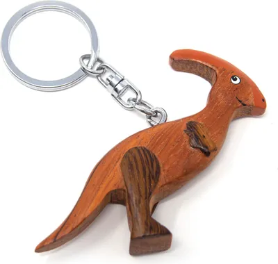 Produktbild von Schlüsselanhänger aus Holz - Parasaurolophus