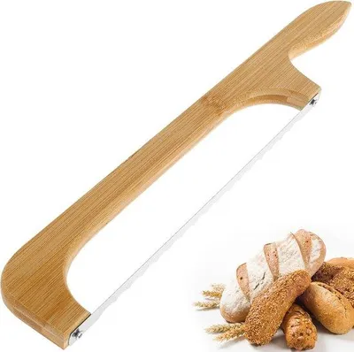Obrázek produktu pro 40cm nůž na chléb s zakřivenou ocelovou čepelí a dřevěnou rukojetí