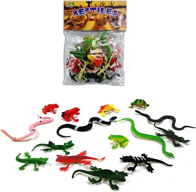 Immagine prodotto di set di 15 rettili di circa 4-8 cm - serpenti, rane, lucertole, gechi ecc.