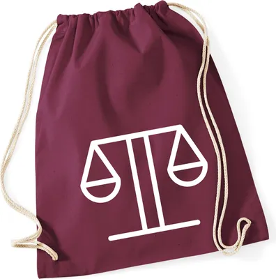 Produktbild von Huuraa Turnbeutel Waage Sternzeichen Symbol 12 Liter Burgundy Baumwolle Rucksack Geschenkidee