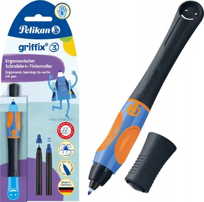 Produktbild von Pelikan griffix® Tintenschreiber für Rechtshänder, Neon Black, Stick Pen, Schwarz, Blau, Kunststoff, Rechtshändig, Sichtverpackung