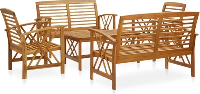 Produktbild von "2026 Promotion" 5-tlg. Garten-Lounge-Set - Sitzgruppe - Massivholz Akazie - Gartenmöbelset CC3373