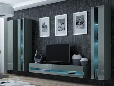 Immagine prodotto di Parete per soggiorno ASHTON N6 - grigio / grigio lucido