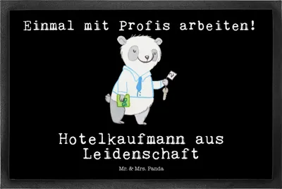 Produktbild von Mr. & Mrs. Panda fußmatte Hotelkaufmann Leidenschaft 50 x 75 cm - Schwarz - Geschenk, Witzig, Türmatte, Hotelfachmann, Schmutzmatte, Lustig, Spruch, Gummi-Fußmatte