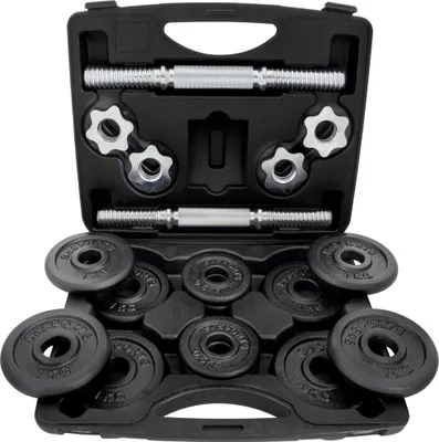 Produktbild von ScSPORTS® Kurzhanteln - Set, 15 kg, Verstellbar, 4 x 0,5 / 8 x 1 kg, Gusseisen, 30/31 mm, Sternverschlüsse, Schwarz - Kurzhantel Set, Hantelset, Kurzhantelset, Kurzhantelstange, Home Gym, Fitness