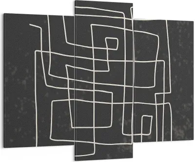 Produktbild von Bild auf Leinwand - Leinwandbild - 3 Teile - Schwarzweiß Labyrinth Linie - 130x100cm - Wand Bild - Wanddeko - Wandbilder - Leinwanddruck - Bilder - Wanddekoration - Leinwand bilder - CB130x100-5110