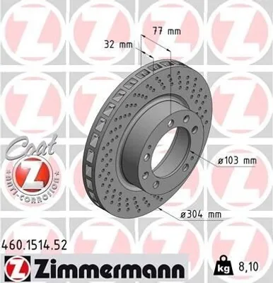 Produktbild von ZIMMERMANN Sport Coat Z Bremsscheibe Vorne Rechts für AUDI 80 Avant (8C5, B4) 304mm 460.1514.52