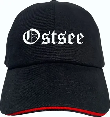 Produktbild von Ostsee Cappy - Altdeutsch bedruckt - Schirmmütze - Schwarz-Rotes Cap OneSize-SchwarzRot