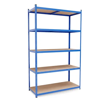 Produktbild von Steckregal Werkstattregal 2000x1200x600 mm, 5 Ebenen, Farbe blau, Traglast gesamt 900 kg, Kellerregal Schwerlastregal Metallregal Lagerregal