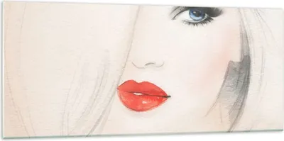 Produktbild von Bilder auf glas - Frau Gesicht Lippen - 120x50cm - Glasbilder - Wandbilder - Kunstdruck - zum Aufhängen bereit - Wanddekoration aus Glas - Glas Bilder - Wandbild auf Glas - Einteilig - GAB120x50-3860