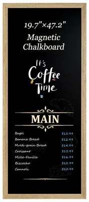Magnetische Kreidetafel mit Holzrahmen, 50 x 120 cm, hellbraun