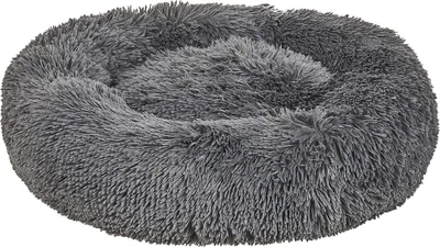 Obrázek produktu pro BELIANI Postel pro psa tmavě šedá polyester 60 x 60 cm kulatý pelech pro psa a kočku obývací pokoj ložnice