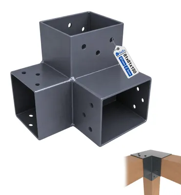 Produktbild von GeZu Impex Pfostenecke 3 Balken 81 x 81 mm Anthrazit Pulverbeschichtet Eckverbinder