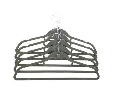 Image de Cintre en velours, lot de 5 cintres porte-cravates, porte-ceintures, cintre à linge, patère, porte-vêtements, cintre, couleur:gris