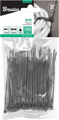 Obrázek produktu pro Stahovací pásky Bradas TS1125150GY 2,5 mm x 150 mm 100 kusů