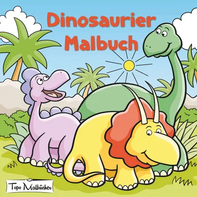 Produktbild von Dinosaurier Malbuch für Kinder und Erwachsene, einseitig bedruckt, über 25 Motive