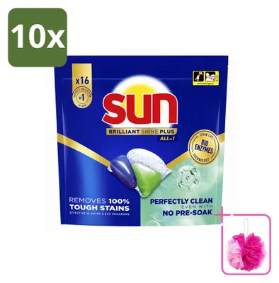Produktbild von 10 x Sun All-in-1 Brilliant Shine+ Spülmaschinenkapseln - Sparpackung - 10 Stücke