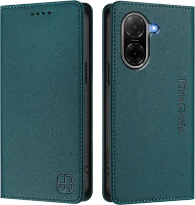Produktbild von Lederhülle für Xiaomi Redmi A5 4G/Poco C71 Hülle Flip Brieftasche Kartenfächern Ständer Schutzhülle Dunkelgrün
