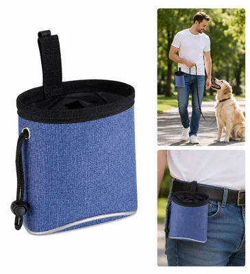 Produktbild von Leckerlibeutel Hund mit reflektierendem Design, Hüfttasche Hundetraining Tasche mit Kordelzug, verstellbarer Gürtel für Spaziergang & Outdoor Training