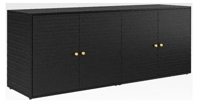 Produktbild von Gartenschrank Geräteschrank Aufbewahrungsschrank Schwarz 198x55,5x80cm Poly Rattan