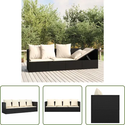 Produktbild von The Living Store Outdoor-Loungebett mit Kissen Schwarz Poly Rattan