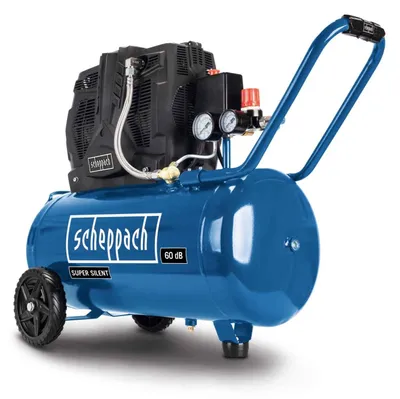 Productafbeelding van Scheppach HC51Si Super Silent: compressor met dubbele cilinder | Zeer stil: 60 dB(A) | 50 liter reservoir | 8 bar | Onderhoudsarm en olievrij | 300 liter per minuut | 1500W