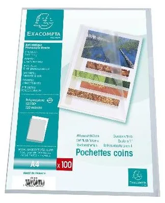 Image de Exacompta 10x Sachet 100 pochettes PP grainé 12/100e A4 Cristal 58500E